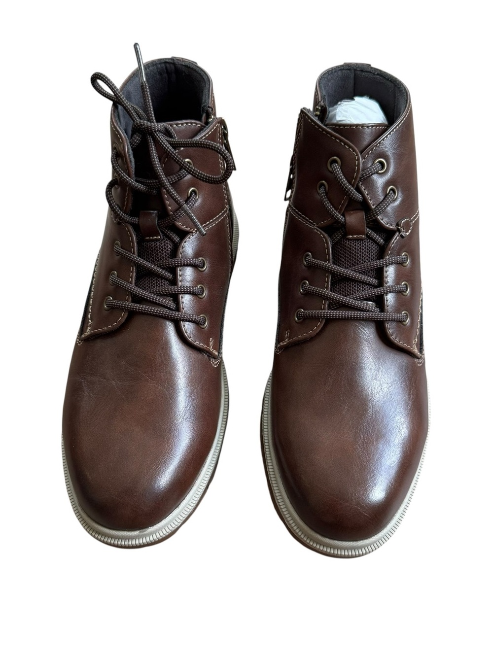 Florsheim Boots Ankle Chestnut Lookout LCBT JR Plain Toe Sz 4 Kid Side Zip NEW